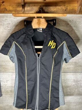 Vtg Harley-Davidson Women’s Performance Full-Zip Short Sleeve Shirt -Large- EUC